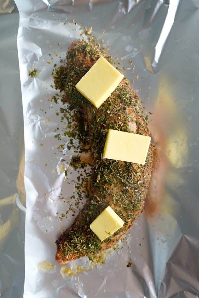 filet mignon de porc garni de trois morceaux de beurre | cookingwithcassandra.com